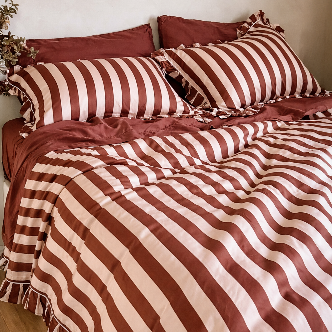 Desert Rose Stripe Eucalyptus Pillowcase Set (2)