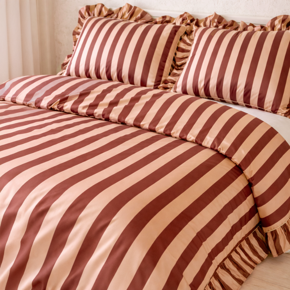 Desert Rose Stripe Set - KING Duvet Cover + Standard Pillowcases